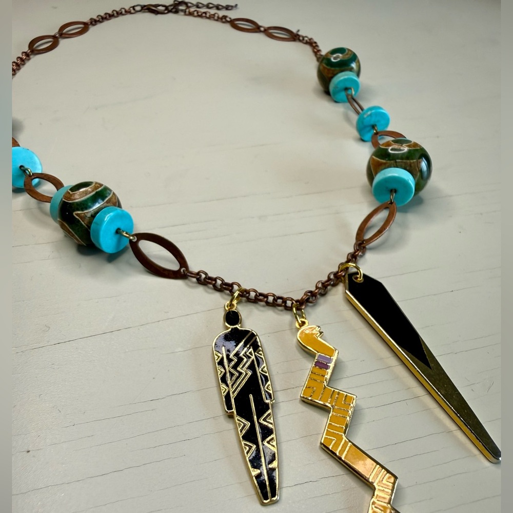 Laurel Burch and stone charm necklace #71